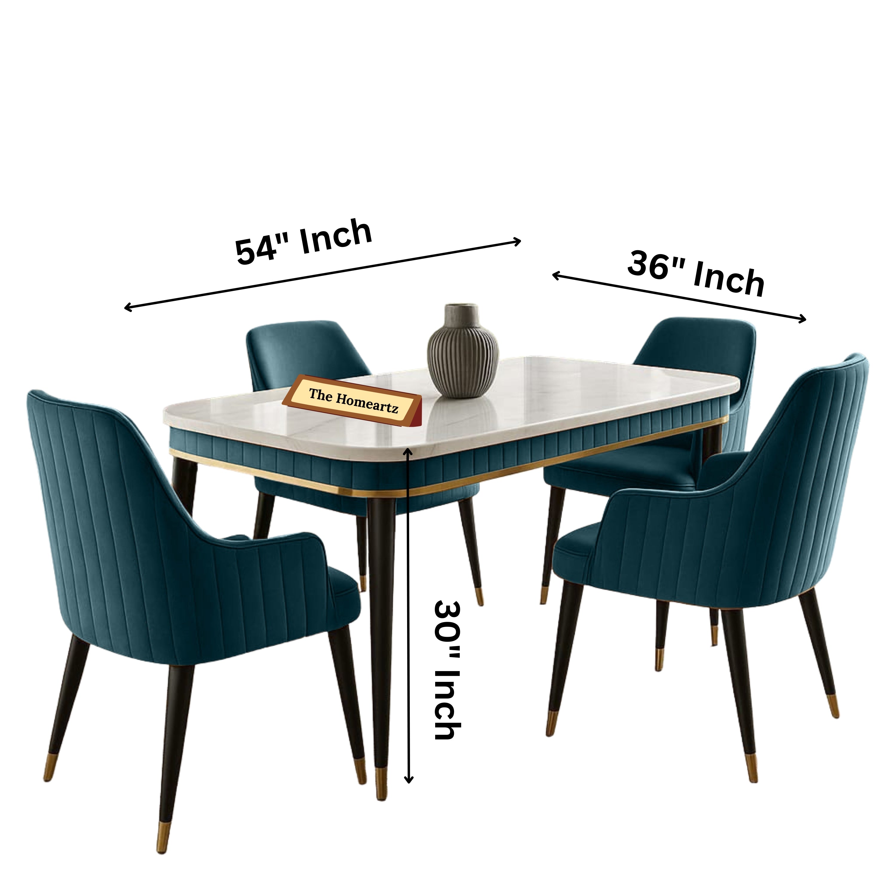 The Homeartz 4-Seater Modern Wooden Dining Table Set | Created Italian Statuario Marble Top | Elegant Composite Marble Table with 4 Chairs