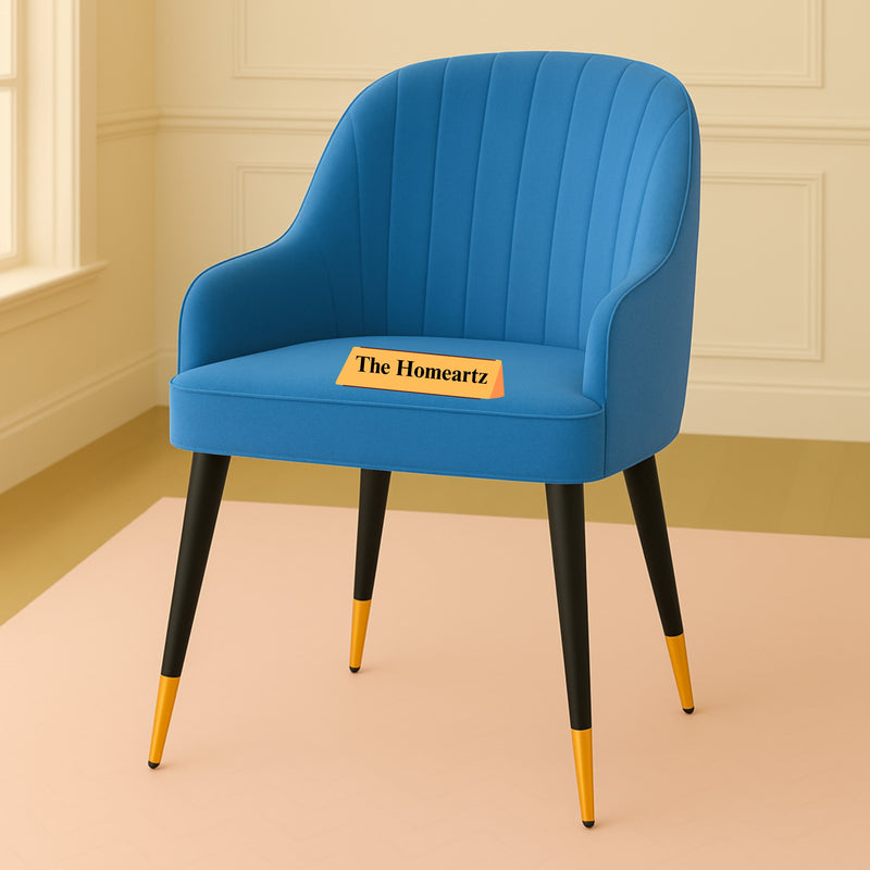 The Homeartz Royale Velvet Dining Chair | Accent Chair for Living Room, Bedroom, Study, Cafe & Restaurant | Wooden Frame & Legs | Upholstered Seat