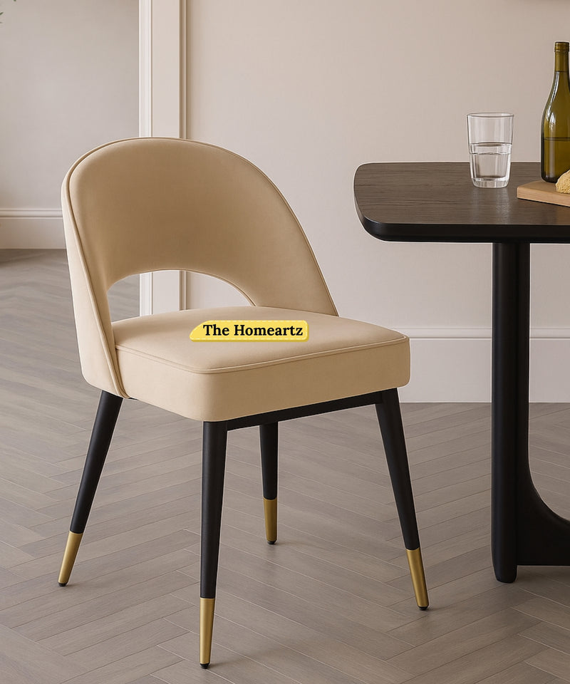 The Homeartz ComfortEdge Velvet Dining Chair | Accent Chair for Living Room, Bedroom, Study, Cafe & Restaurant | Wooden Frame & Legs | Upholstered Seat