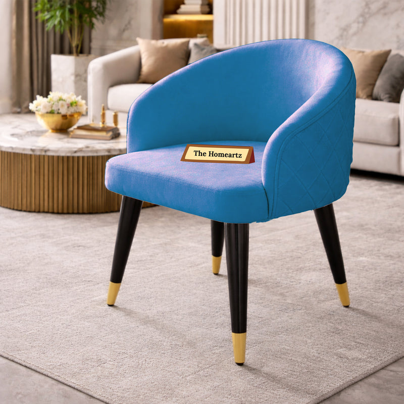 The Homeartz Milano Velvet Dining Chair | Accent Chair for Living Room, Bedroom, Study, Cafe & Restaurant | Wooden Frame & Legs | Upholstered Seat