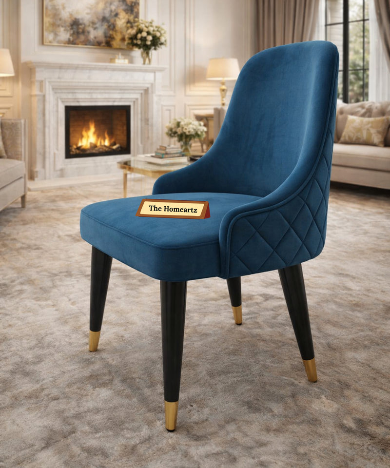 The Homeartz Verona Velvet Dining Chair | Accent Chair for Living Room, Bedroom, Study, Cafe & Restaurant | Wooden Frame & Legs | Upholstered Seat